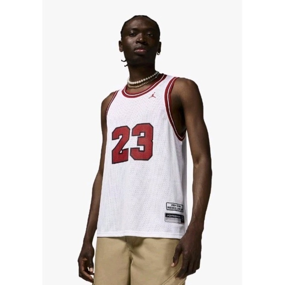 NEW Nike Air Jordan Essentials Summer Jersey White Red & Black Men XXL Ball‎